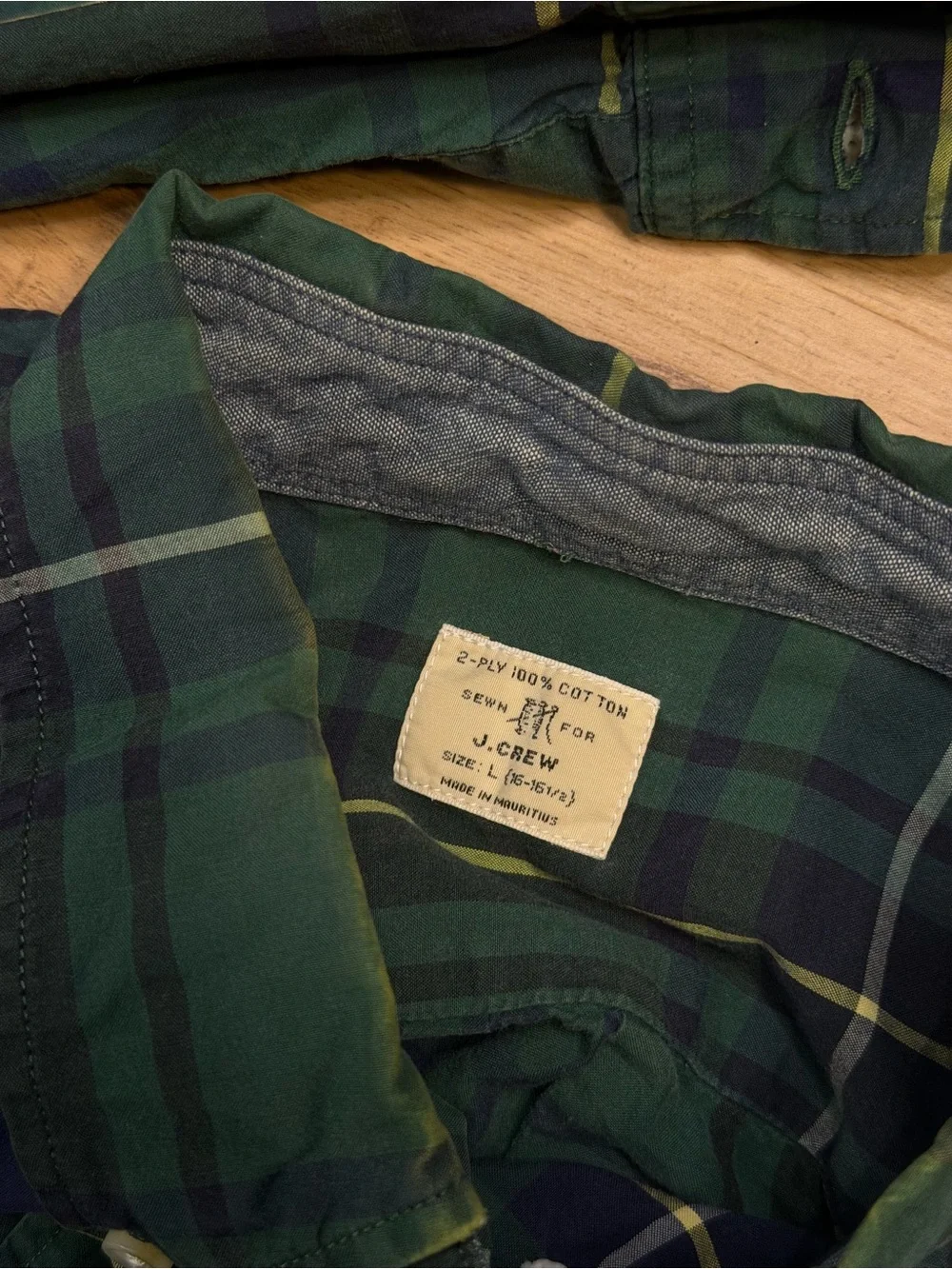 J. Crew Green and Navy Plaid Button-Down Shirt